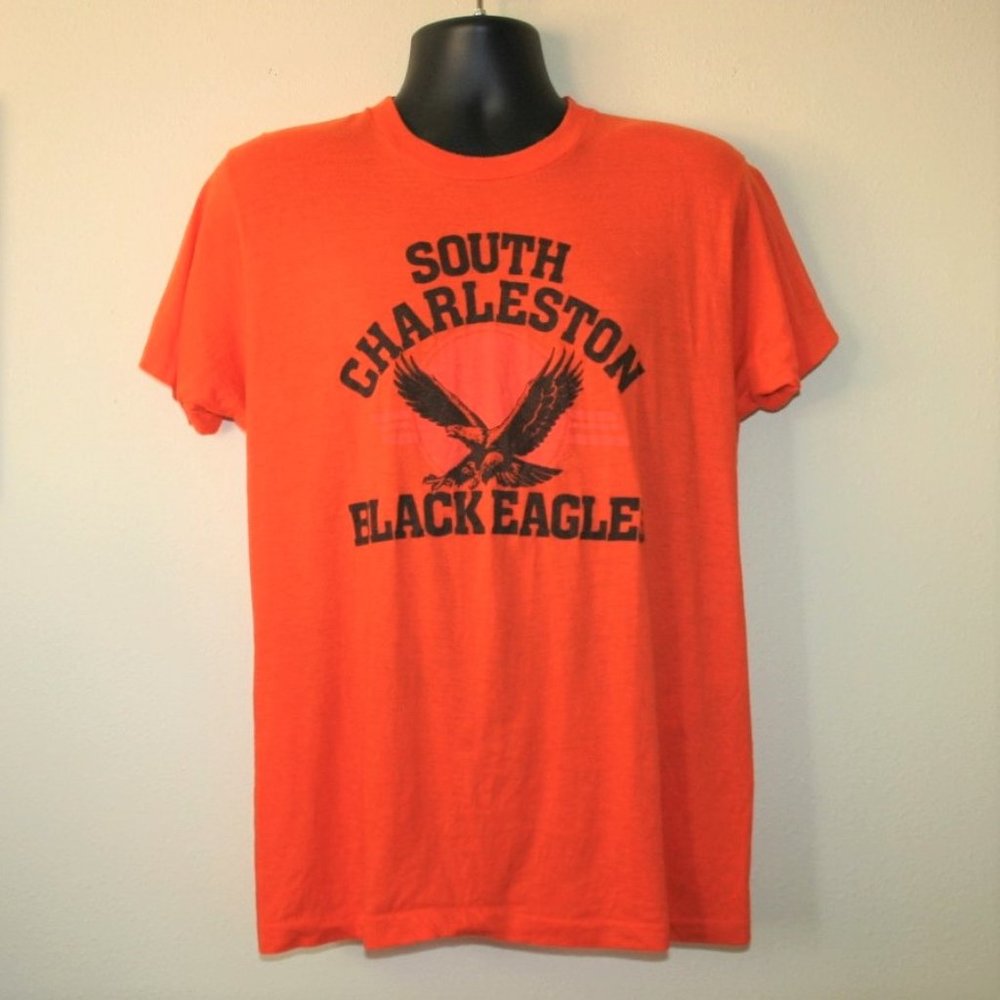 1980s Screen Stars South Charleston Black Eagles T-Shirt USA Single Stit…